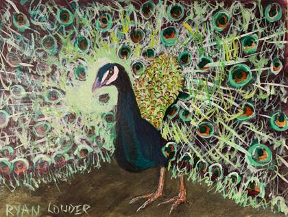 Peacock, painting by Ryan Louder