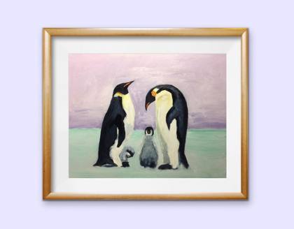 Penguins, painting by Ryan Louder