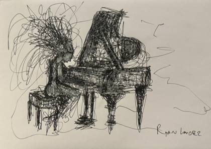 Piano and Pianist at a Dramatic Moment, painting by Ryan Louder