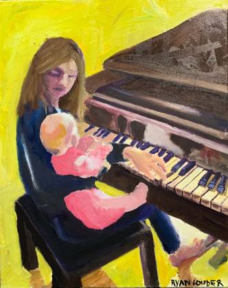 Piano Lesson, painting by Ryan Louder