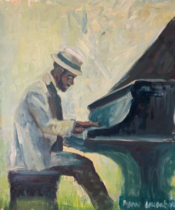 Piano Player, painting by Ryan Louder