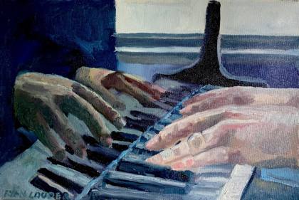 Piano Reflections - Piano Player, painting by Ryan Louder