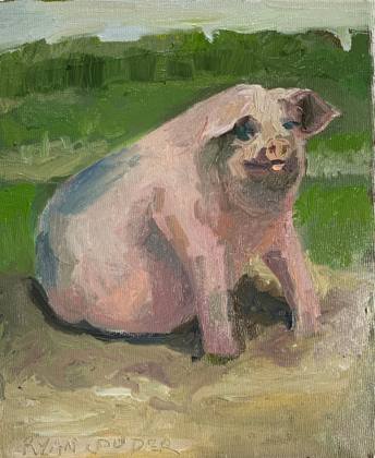 Pig, painting by Ryan Louder