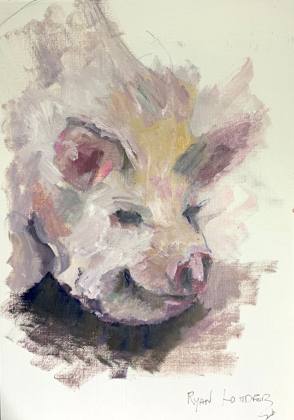 Pig In Mud, painting by Ryan Louder