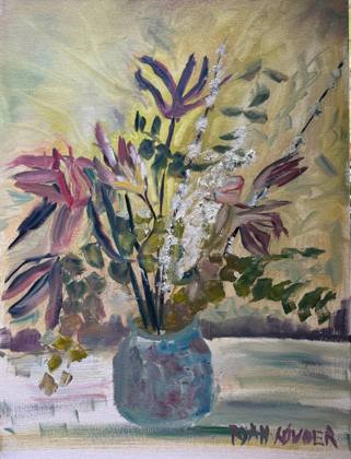Pink Lillies On A Spring Day, painting by Ryan Louder
