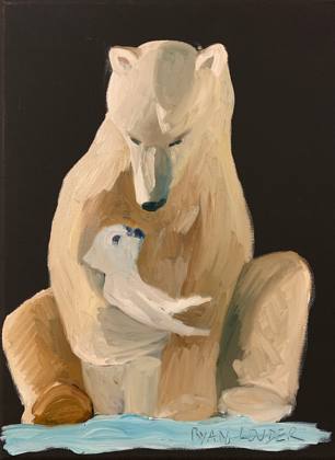 Polar Bear and Baby, painting by Ryan Louder