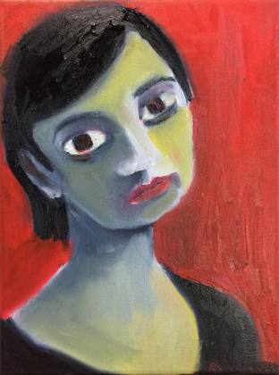 Portrait Of A Woman The Glance Oil On Canvas 12x9, painting by Ryan Louder