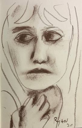 Portrait of an anxious mind, painting by Ryan Louder