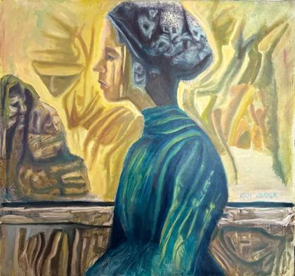 Profile of a Woman in Yellow and Blue, painting by Ryan Louder