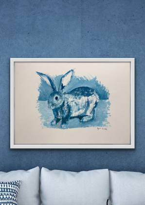Rabbit in Blue, painting by Ryan Louder