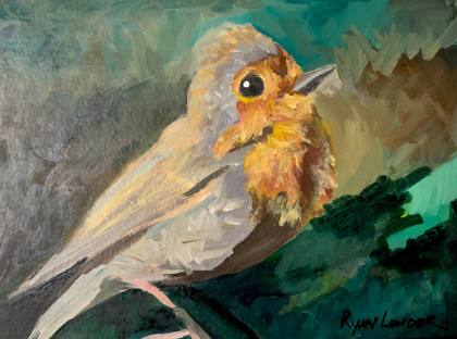 Red Robin In Spring, painting by Ryan Louder