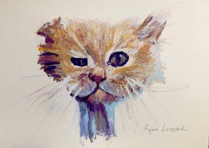 Scraggy Cat 9x12, painting by Ryan Louder