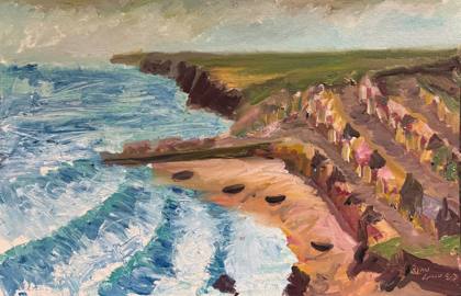 Seaside Town In Cornwall, painting by Ryan Louder