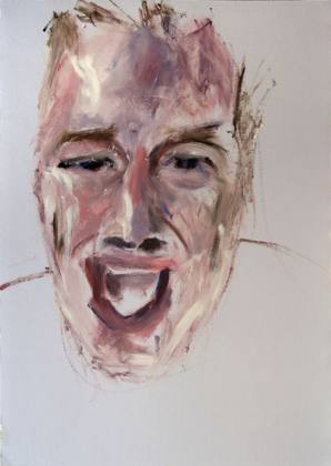 Self Portrait 12x9 Oil On Canvas Mans Face - Portrait of a Man - Portrait, painting by Ryan Louder