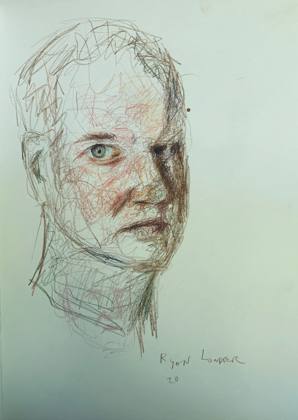 Self Portrait- Study On Paper, painting by Ryan Louder