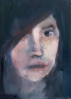 She Spots Him In The Rain, painting by Ryan Louder