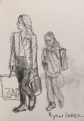 Shopping In London Study, painting by Ryan Louder