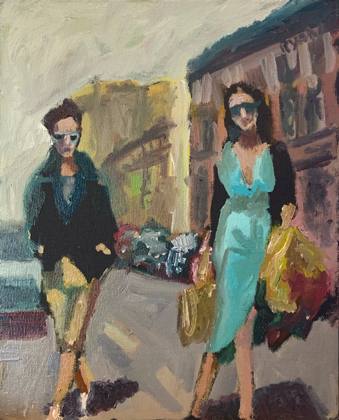 Shopping In The City, painting by Ryan Louder