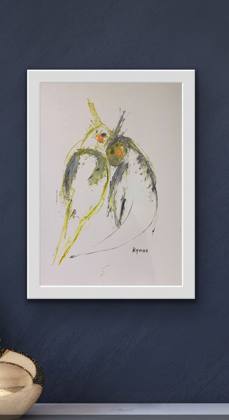 Shy Cockatiels, painting by Ryan Louder