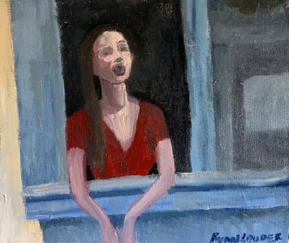 Singing From The Balcony In Italy, painting by Ryan Louder