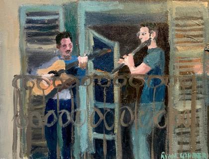 Singing From The Balcony In Italy no.2, painting by Ryan Louder