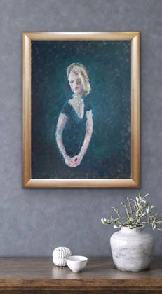 Sitting Woman, painting by Ryan Louder
