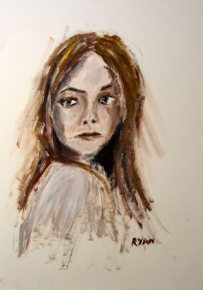 Sketch Of Girl In Oil, painting by Ryan Louder