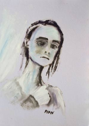 Sketch Of Girl In Oil Contemplation, painting by Ryan Louder