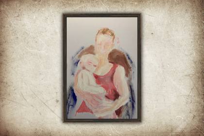 Sleeping Mother and Baby study, painting by Ryan Louder