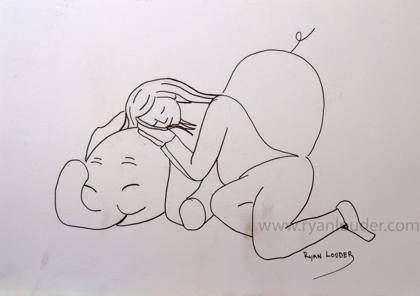 Sleeping On A Baby Elephant, painting by Ryan Louder