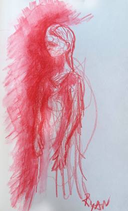 Small Portrait Of A Girl in Red, painting by Ryan Louder