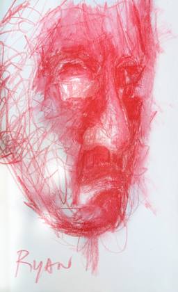 Small Portrait Of A Man in Red, painting by Ryan Louder