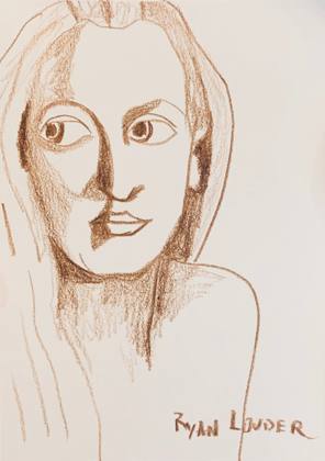 Small Portrait Of A Woman Drawing, painting by Ryan Louder