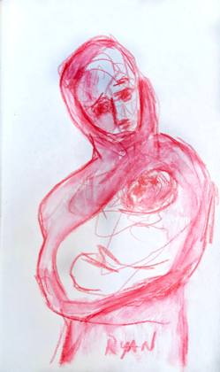 Small Portrait Of A Woman in Red, painting by Ryan Louder