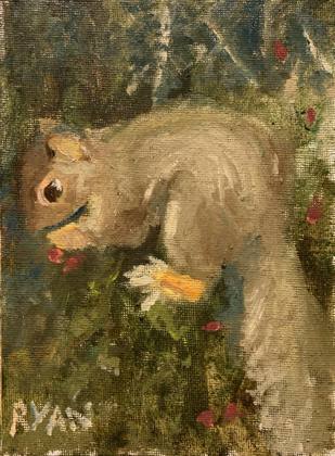 Squirrel, painting by Ryan Louder
