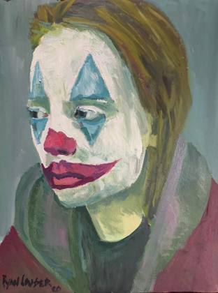 Street clown, painting by Ryan Louder