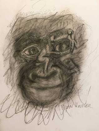 Study of a Gorillas Face, painting by Ryan Louder