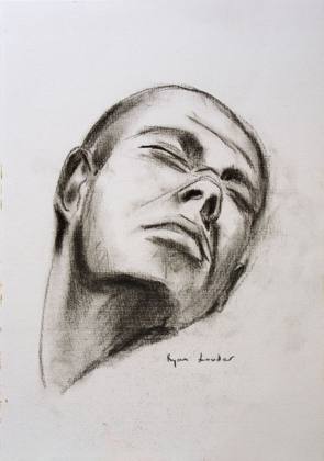 Study of a Mans Face 12x16 charcoal on paper, painting by Ryan Louder