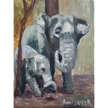 Swinging Ears and Scratching Trees, painting by Ryan Louder