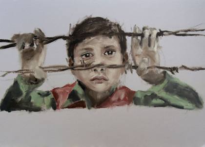 Syrian Boy, painting by Ryan Louder