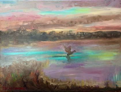 Taking Flight At Sunset, painting by Ryan Louder