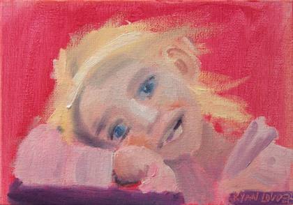Talking Her Way Out Of Bedtime, painting by Ryan Louder