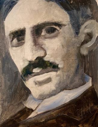 Tesla - Nikolai Tesla Portrait, painting by Ryan Louder