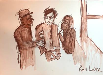 The Arrest - Sanguine On Paper, painting by Ryan Louder