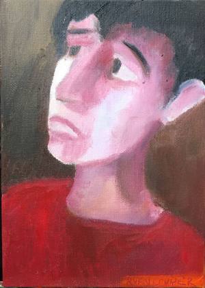 The Concerned Son 5x7 Canvas Board, painting by Ryan Louder