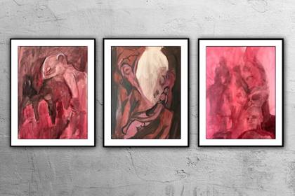 Three Dream Study’s In Red, painting by Ryan Louder