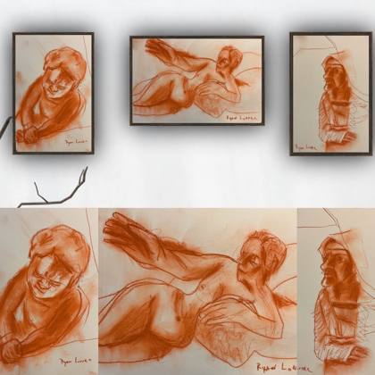 Three Study’s Of Rembrandts Danae, painting by Ryan Louder
