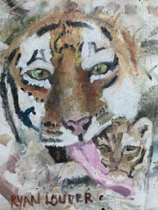 Tiger And Cub, painting by Ryan Louder