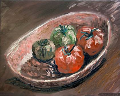 Tomatoes In A Copper Bowl, painting by Ryan Louder