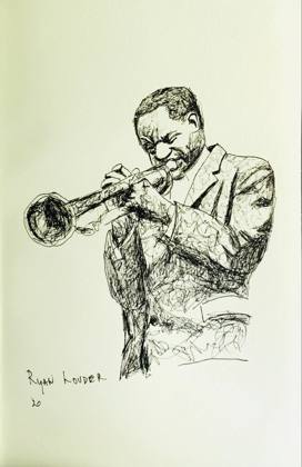 Trumpet Player, painting by Ryan Louder
